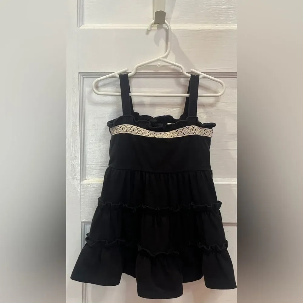 Janie & Jack Sleeveless Crochet Trim Tiered Jersey Sundress Size 18-24 M